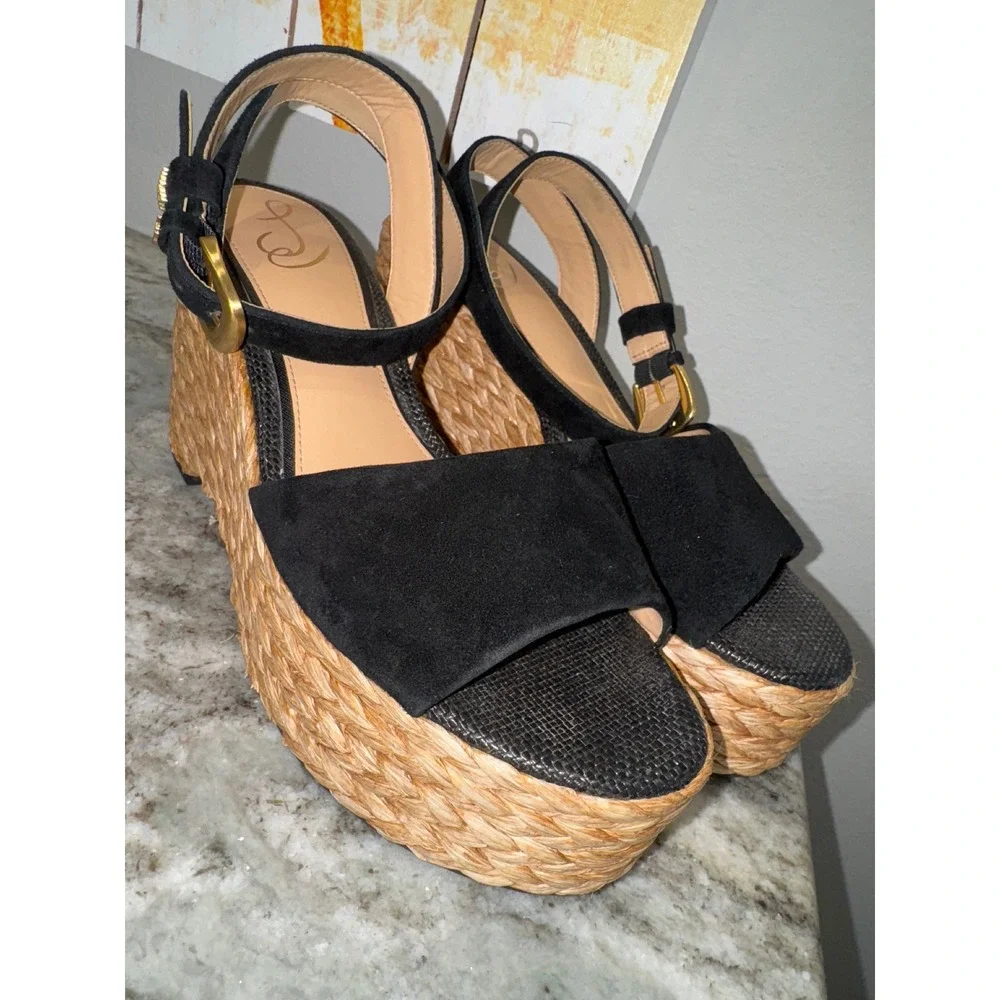 Women's Sam Edelman‎ Women's April Platform Wedge Espadrille Sandal suede 11